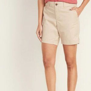 OLD NAVY Everyday Mid Rise Flat Front 7" SHORTS Twill Khaki Chino 508103-01 S36